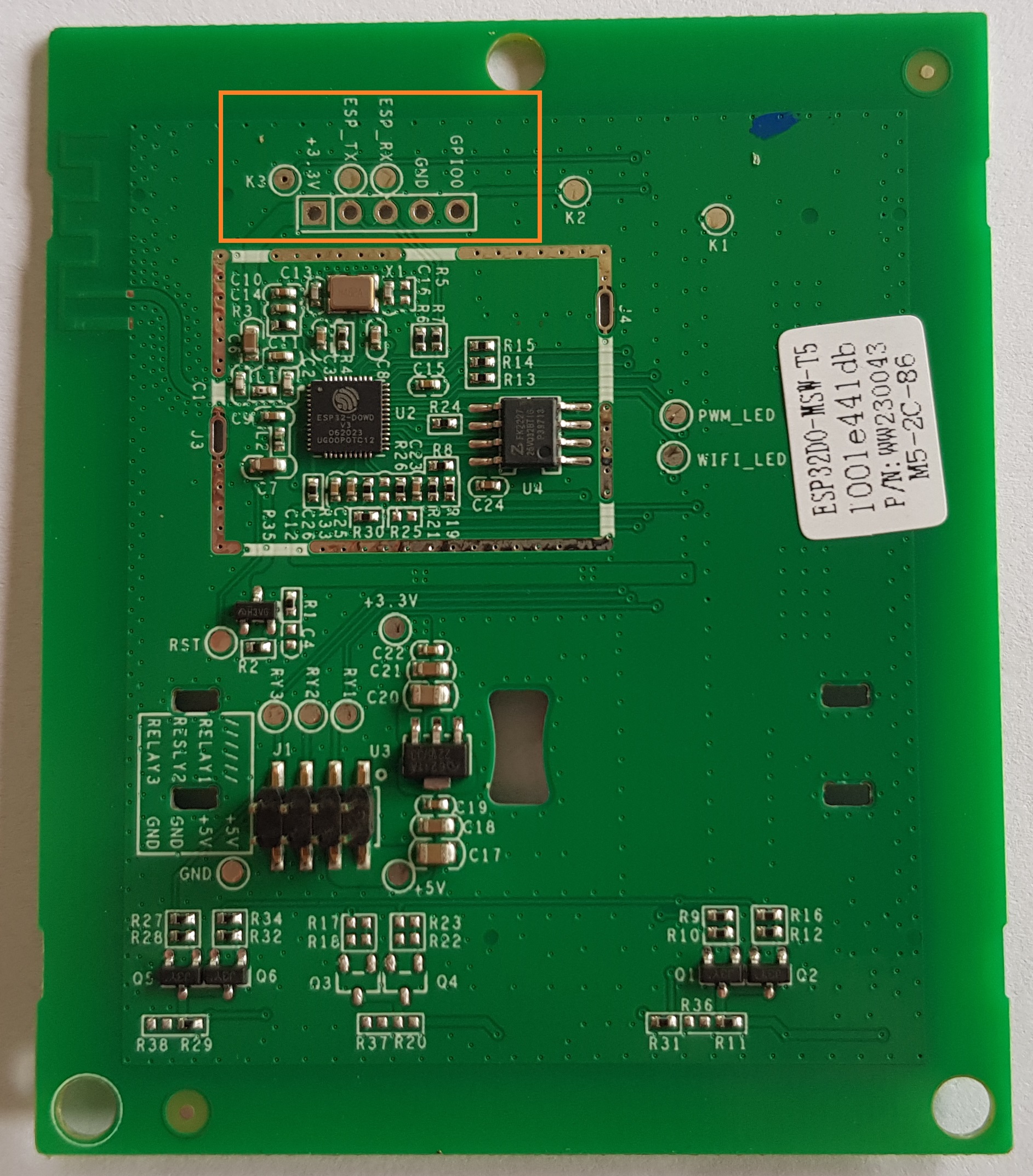 Pin header for flashing incl. GPIO00 header